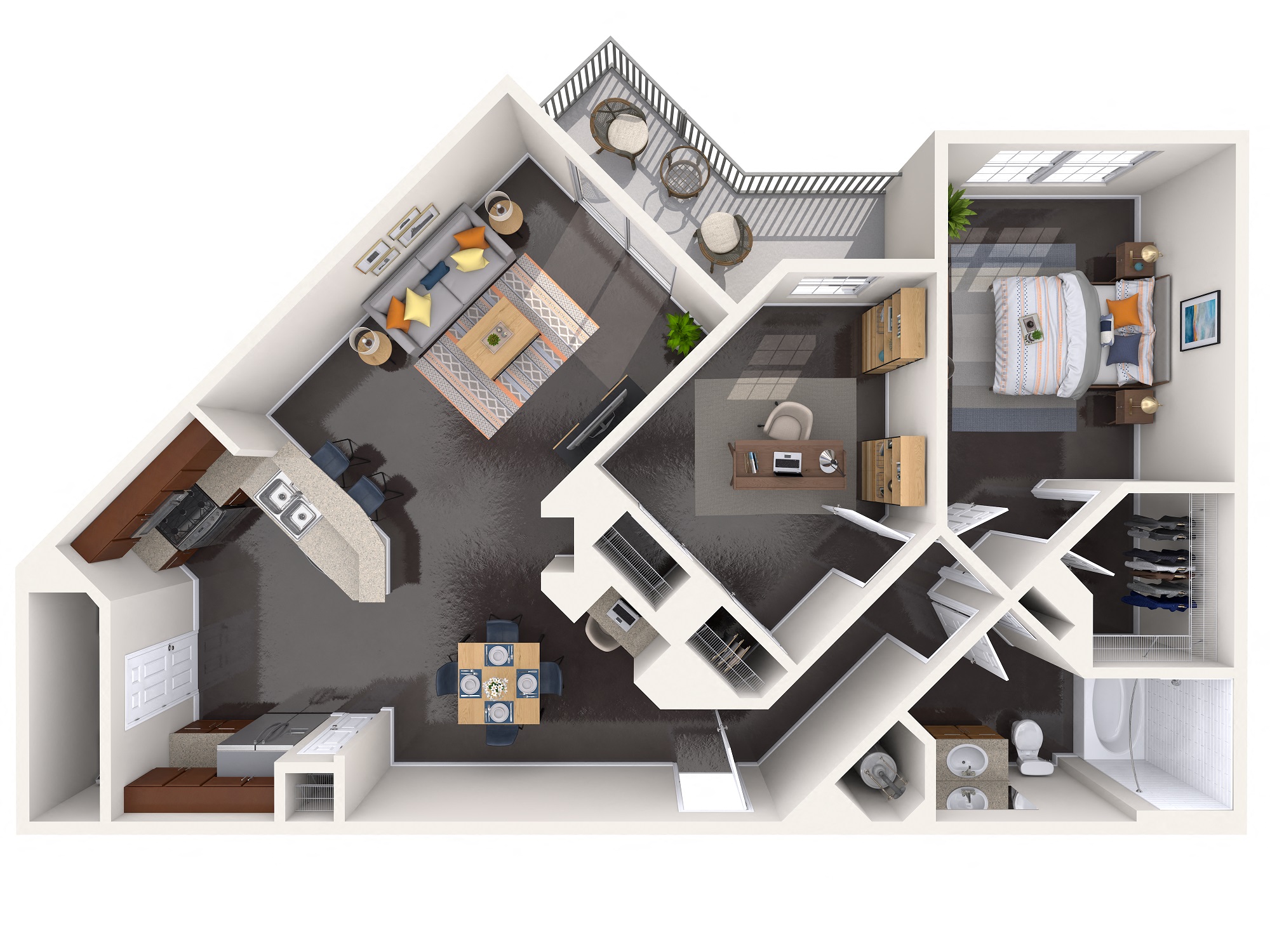 Floor plan for 2 beds, 1 bath, 1200 sqft